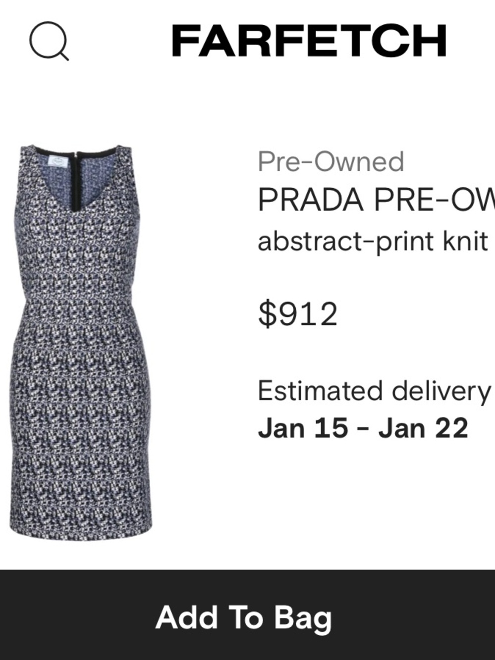 Prada Abstract-Print Knit Dress in Navy, Black, White
